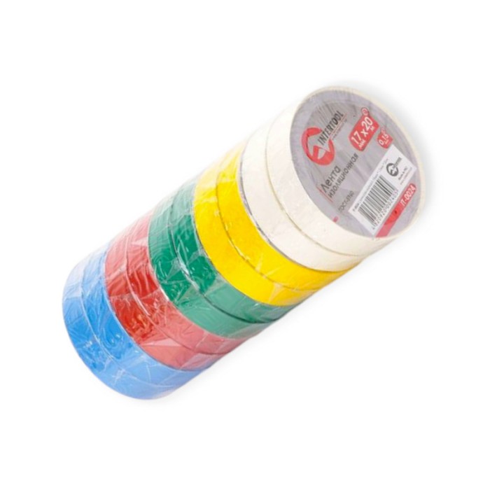Изолента 20м х 17мм х 0,15мм ассорти intertool