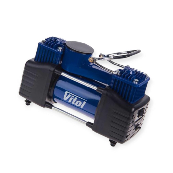 Компресор 2 циліндра vitol 300w/10атм/90л/25а/5м шланг спіраль з маном. та дефлят./клеми