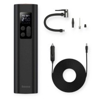 Компресор mini baseus 10атм/30л/0.18м шланг/прикур/ліхтар/насадки/led дисплей