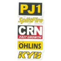 Наклейка на мопед, мотоцикл "pj1, splitfire, crn, ohlins, kyb" контурная порезка (2шт)