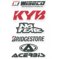 Наклейка на мопед, мотоцикл "wiseco, kyb, nofear, bridgestone" контурная порезка (2шт)