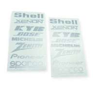 Наклейка трафаретная "shell, xenon, kyb, bose, michelin, zenith, pioneer, sparco" серая (2шт)