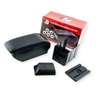 Подлокотник - универсальный пластик/кожзам milex сдвижной с подстаканником, 4 usb черный