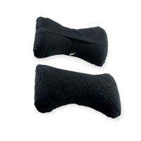 Подушки для шеи на подголовник (2шт) 250х170мм, алькантара, черные, черный ромб