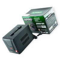 Стабілізатор напруги релейний 1600w (2000va), 140-260 в, led-дисплей, 2 розетки apro