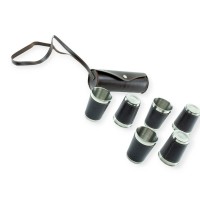 Стакан автомобильный нержавейка 150 мл в кожаном футляре (6шт) с гербом + пояс