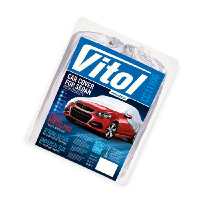 Тент-накидка седан m 432х165х120 поліестр, кишеня дзеркал, замок vitol