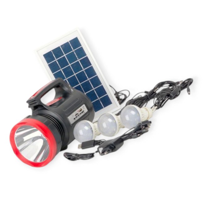 Фонарь диодный 1 super led 5w+ 22 smd 220в, акб, fm-радио, cardreader, солненая бат, ремень на плечо