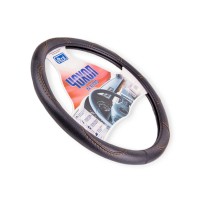Чехол руля xl кожзам (41 - 43 см) черный vitol коричн.нить