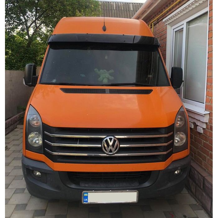 Козырек на лобовое стекло на раме V2 (черный глянец, 5мм) для Volkswagen Crafter 2006-2016 гг