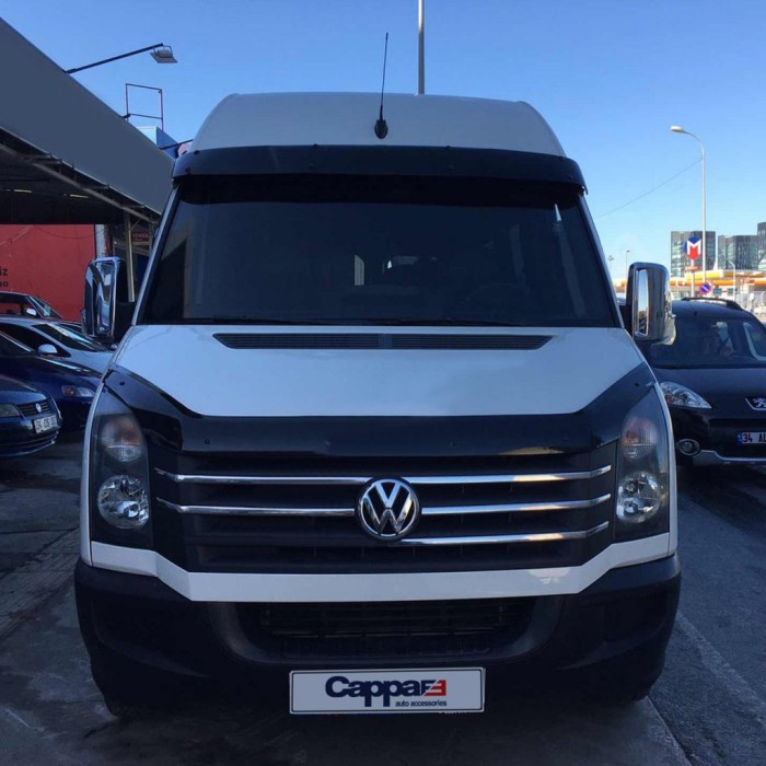 Козырек на лобовое стекло на раме V2 (черный глянец, 5мм) для Volkswagen Crafter 2006-2016 гг