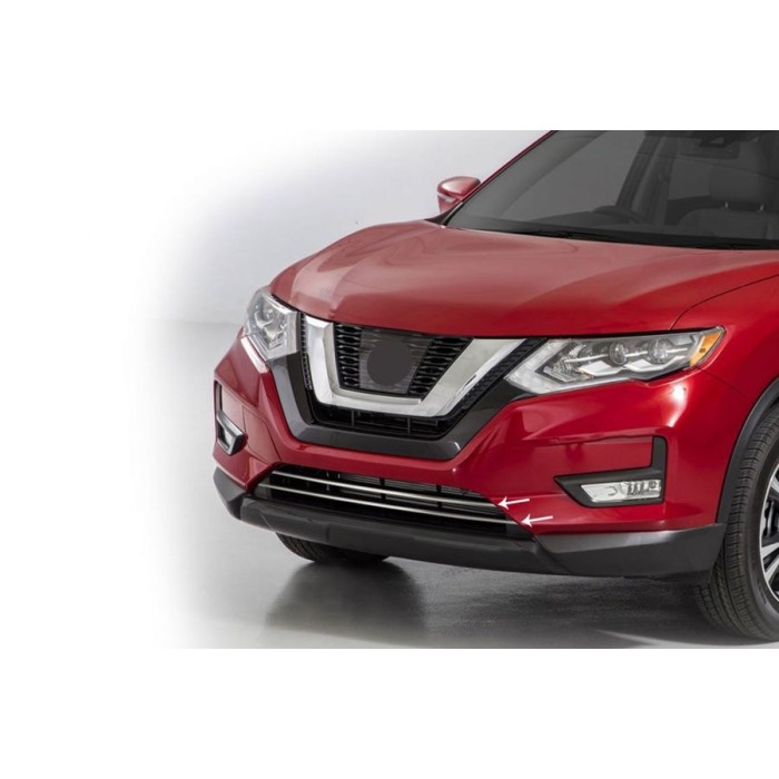 Накладки на решетку бампера (2017-2021, 2 шт, нерж) для Nissan X-trail T32/Rogue