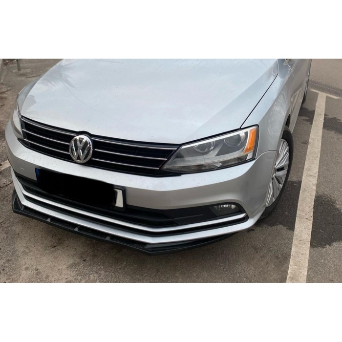 Накладка на передний бампер Lip (чорна) для Volkswagen Jetta 2011-2018 рр