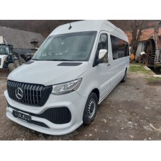 Передній бампер з решіткою ABS (під фарбування) для Mercedes Sprinter W907/W910 2018- рр