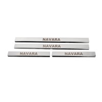 Накладки на пороги (4 шт, нерж) для Nissan Navara 2006-2015 рр