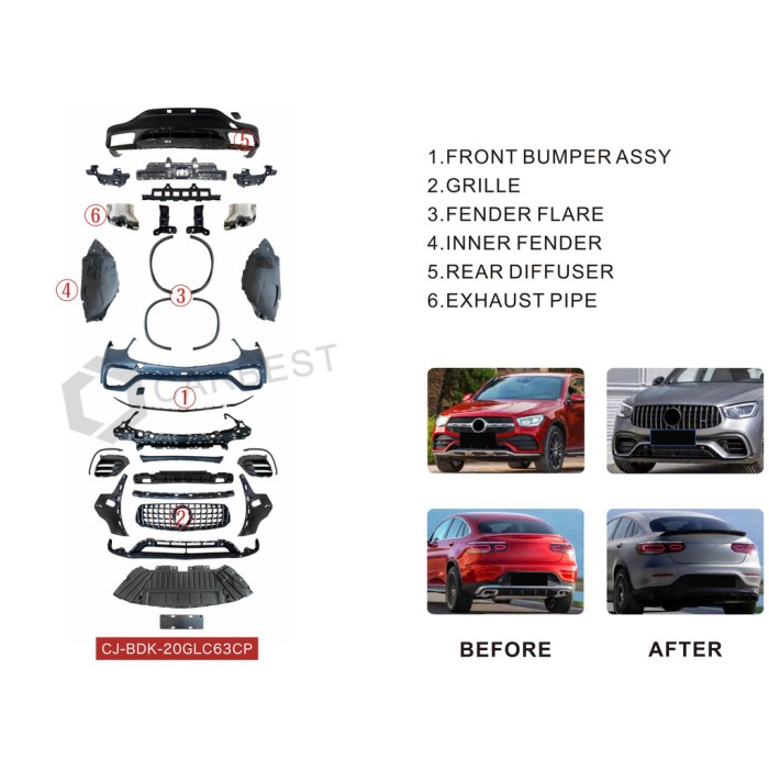 Комплект обвісів 2020-2022 (GLC63 AMG) для Mercedes GLC coupe C253