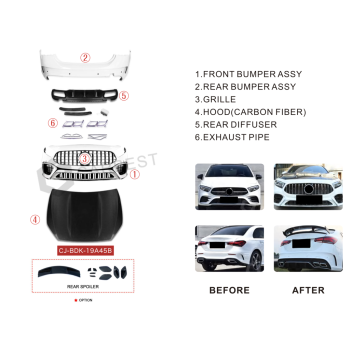 Комплект обвесов AMG A45 (type-B) для Mercedes A-сlass W177 2018- гг