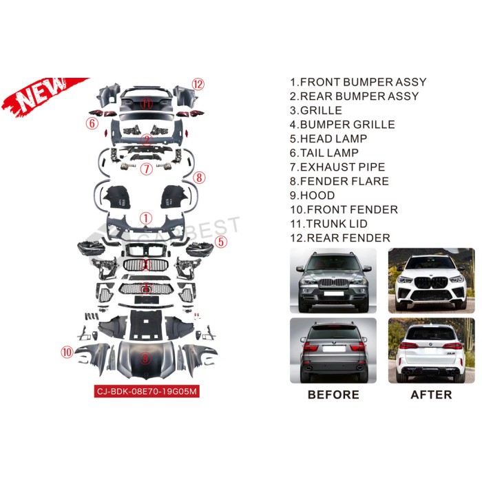 Комплект рестайлінгу в X5M F95 2019 р. для BMW X5 E-70 2007-2013 рр