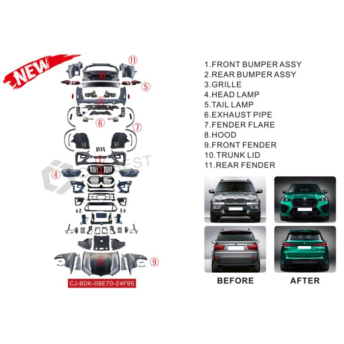 Комплект рестайлінгу в X5M F95 2024 р. для BMW X5 E-70 2007-2013 рр