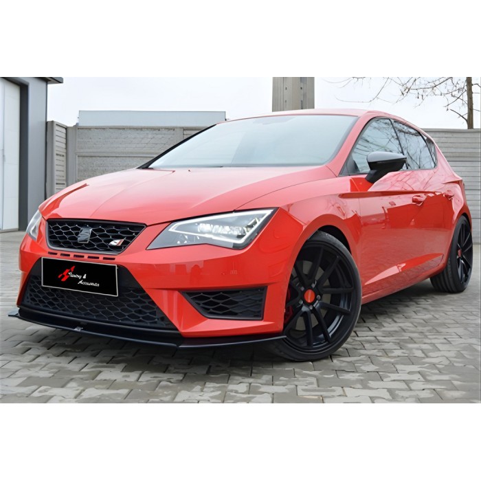 Передня Lip накладка DPT (Cupra, 2013-2016, чорний глянець) для Seat Leon рр