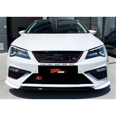 Передня Lip накладка DPT V-3 (2013-2016, чорний глянець) для Seat Leon рр