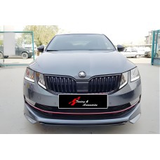 Передняя Lip накладка DPT V-1 (2017-2019, черный глянец) для Skoda Octavia III A7