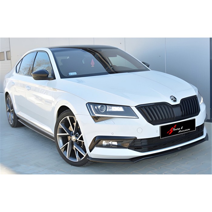 Передня Lip накладка DPT V-2 (2015-2020, чорний глянець) для Skoda Superb рр