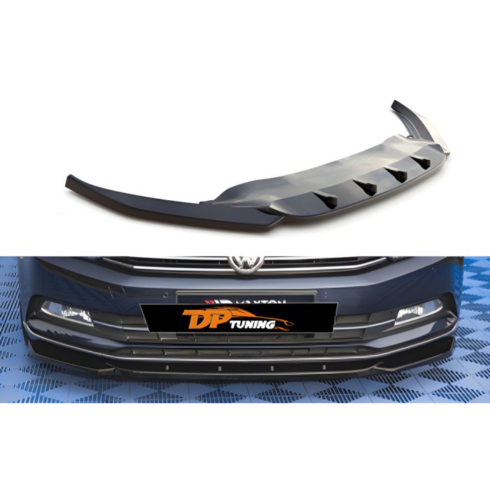 Передняя Lip накладка DPT V-1 (2015-2019, черный глянец) для Volkswagen Passat B8