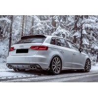 Задній дифузор DPT V-1 (2012-2016, HB, чорний глянець) для Ауди A3 рр