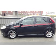 Бокові пороги DPT (2012-2018, чорний глянець) для Fiat Punto Grande/EVO рр