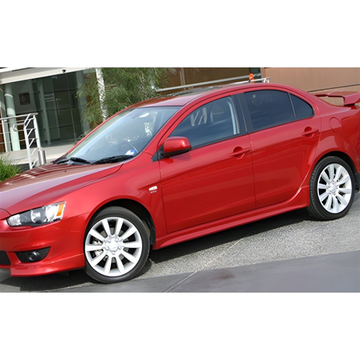 Бокові пороги DPT (чорний глянець) для Mitsubishi Lancer X 2008- рр