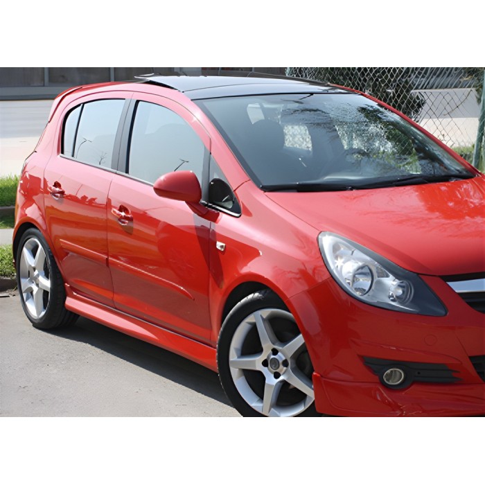 Бокові пороги DPT V-1 (чорний глянець) для Opel Corsa D 2007-2014 рр