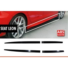 Боковые пороги DPT V-5 (черный глянец) для Seat Leon 2013-2020 гг