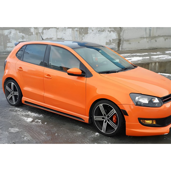 Бокові пороги DPT V-4 (чорний глянець) для Volkswagen Polo 2010-2017 рр