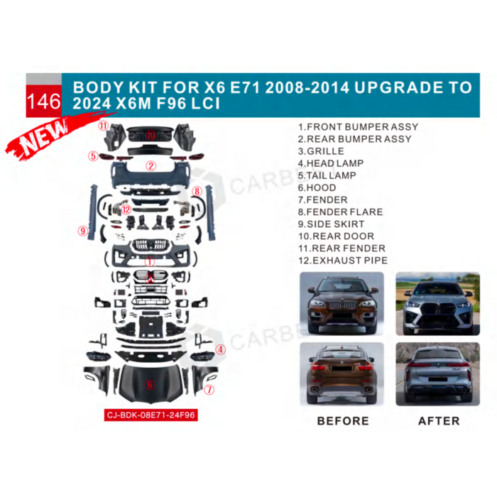 Комплект рестайлинга в X6M F96 LCI для BMW X6 E-71 2008-2014 гг