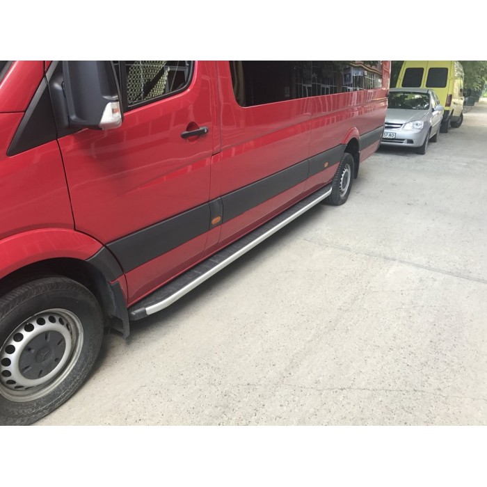Боковые пороги Fullmond (2 шт, алюм) Long/ExtraLong для Mercedes Sprinter W906 2006-2018 гг