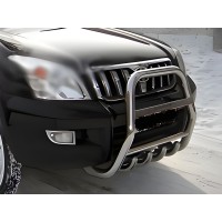 Кенгурятник высокий QT007 (нерж) для Toyota Land Cruiser Prado 120