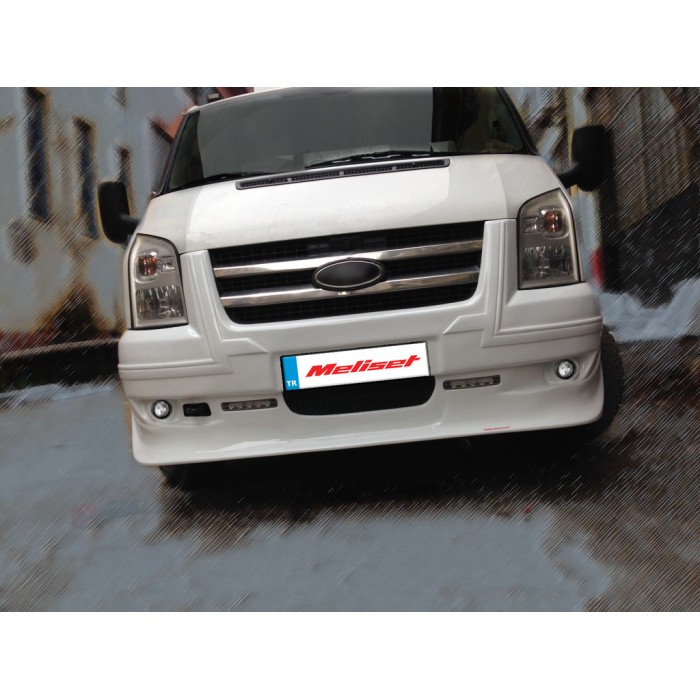 Накладка на передній бампер (2006-2014, DRL, з ґратами) для Ford Transit рр