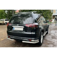 Задній захист AK003-Double (2 шт., нерж) для Mitsubishi Pajero Sport 2008-2015 рр