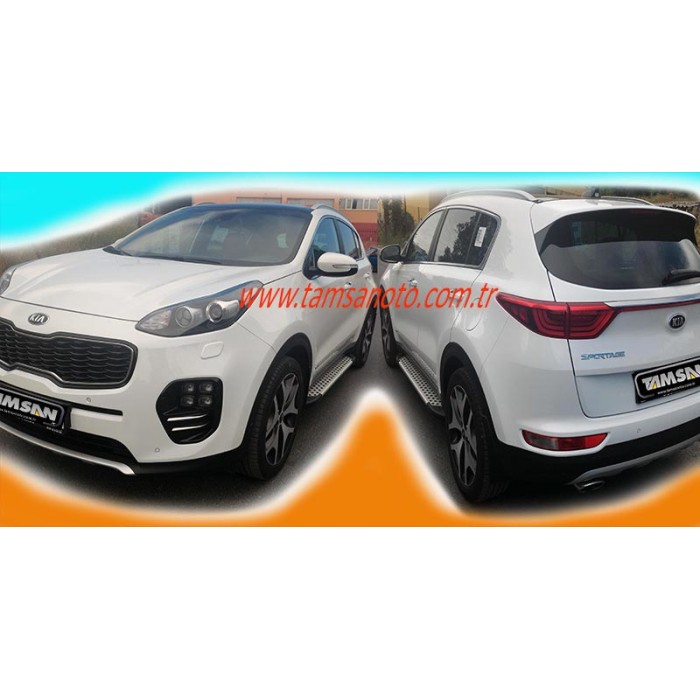 Бокові пороги Allmond Grey (2 шт., алюміній) для Kia Sportage 2015-2021 рр