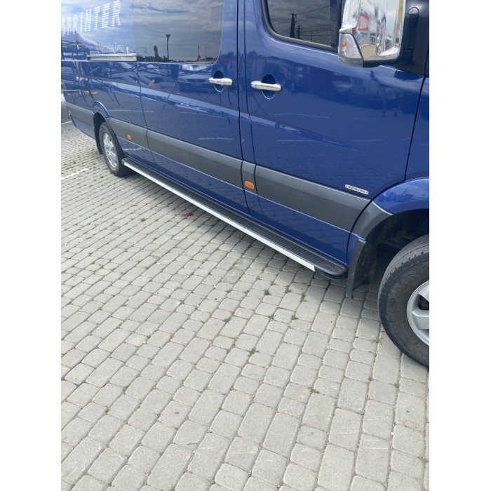 Бокові пороги Maya (2 шт., алюміній) Long/ExtraLong для Mercedes Sprinter W906 2006-2018 рр