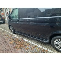 Боковые пороги Allmond Black (2 шт., алюминий) Длинная база для Volkswagen T6