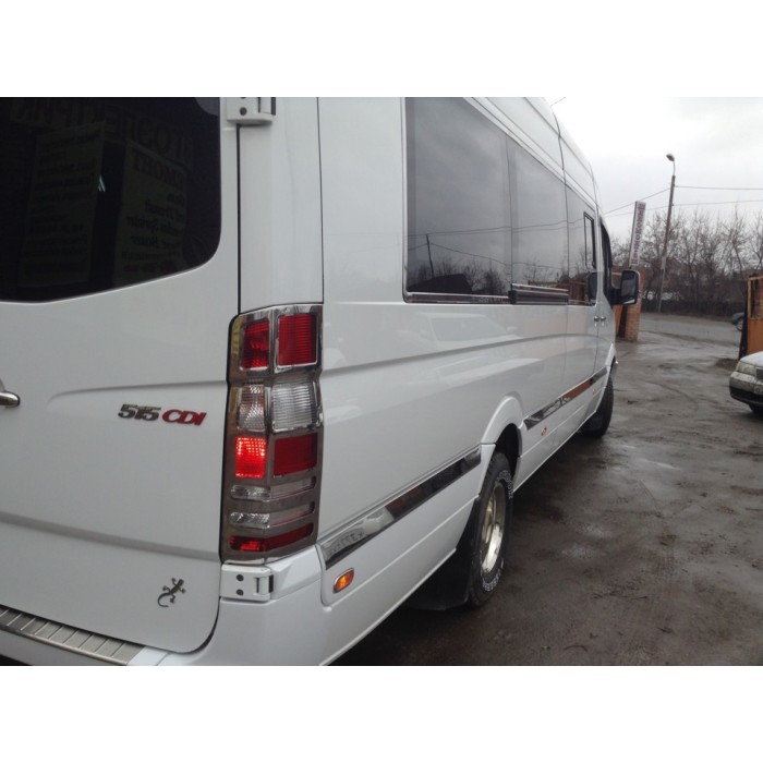 Молдинги на двері (нерж.) ExtraLong. Carmos - Турецька сталь для Mercedes Sprinter W906 2006-2018 рр