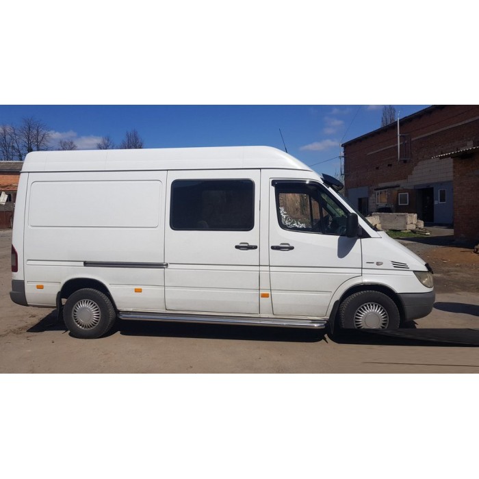 Бокові пороги Premium (2 шт., нерж.) Довга база, d60 для Mercedes Sprinter W901/902/903/904/905 1995-2006 рр