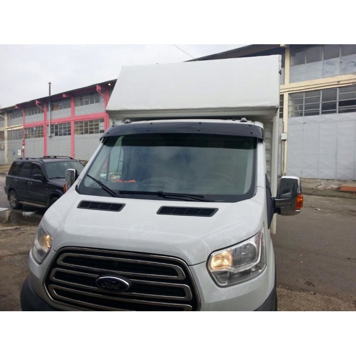 Козирьок на лобове скло (чорний глянець, 5мм) для Ford Transit 2014- рр