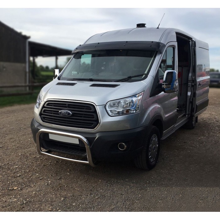 Козирьок на лобове скло (чорний глянець, 5мм) для Ford Transit 2014- рр