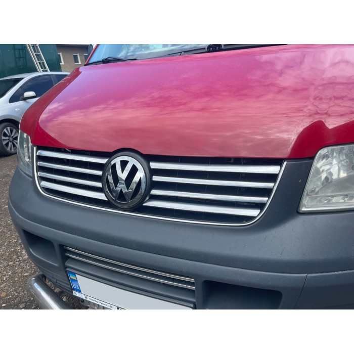 Накладки на решітку (8 смужок, нерж) Carmos - Турецька сталь для Volkswagen T5 Transporter 2003-2010 рр