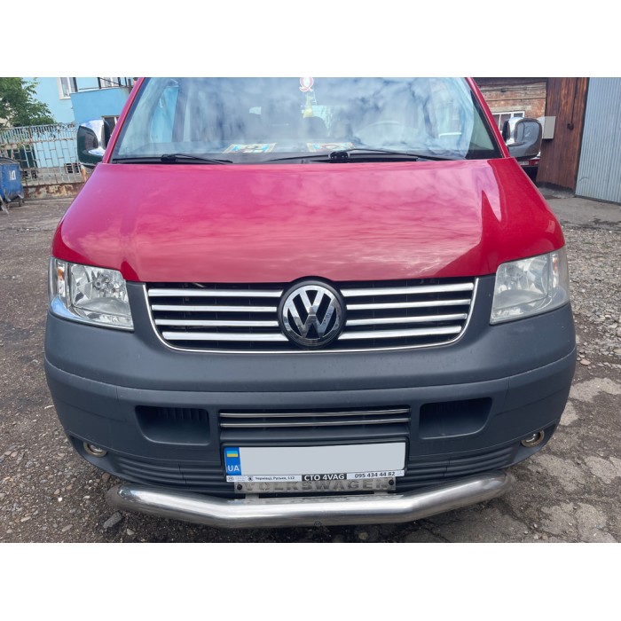 Накладки на решітку (8 смужок, нерж) Carmos - Турецька сталь для Volkswagen T5 Transporter 2003-2010 рр