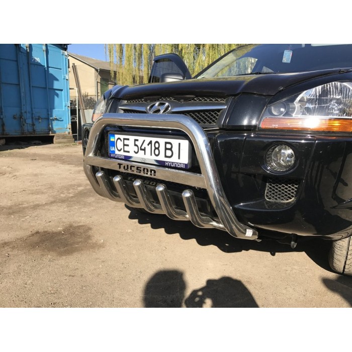 Кенгурятник WT004 (нерж.) для Hyundai Tucson JM 2004- рр