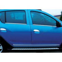 Наружняя окантовка стекол (4 шт, нерж.) Carmos - Турецкая сталь для Renault Sandero 2007-2013 гг